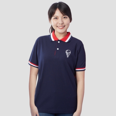 短P訂製50,短P訂製100,短P訂製200,短袖polo,訂製,2顆扣,二顆扣,領片配色,束袖,束口,肯德雞,丈青色,紅色